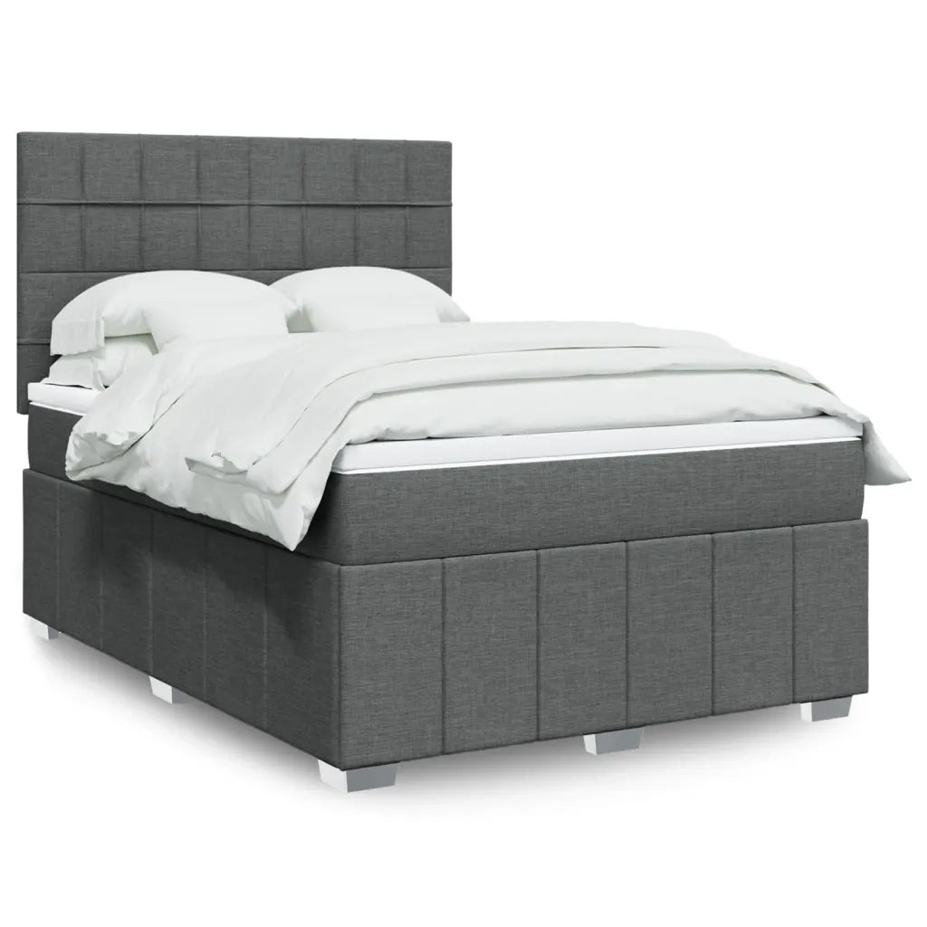 Giroletto a Molle con Materasso Grigio Scuro 160x200 cm Tessuto