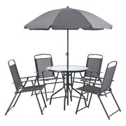 Set di mobili da giardino a 4 posti con ombrellone in vetro nero e grigio scuro 03_0008239