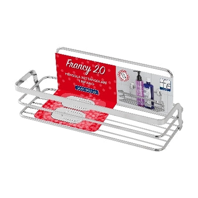 Mensola doccia rettangolare 1 ripiano in acciaio cromato lucido Linea Francy 2.0 Feridras