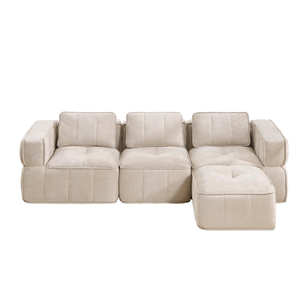 Divano modulare senza struttura in poliestere beige; 271 x 162 x 67 cm
