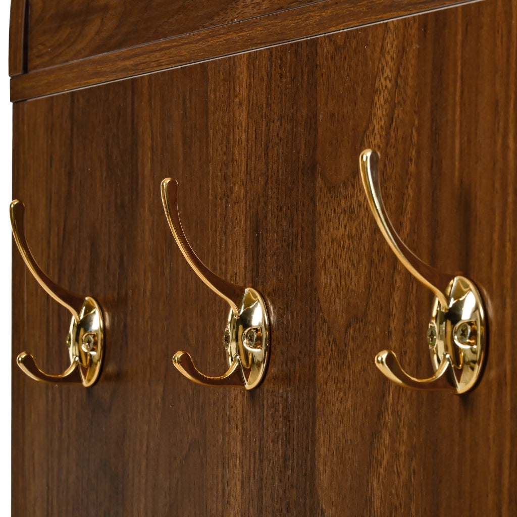 Credenza con 2 Cassetti e Ante in Rattan; Ripiani Regolabili; Stile Vintage; in MDF; 80??40??180 cm; Noce