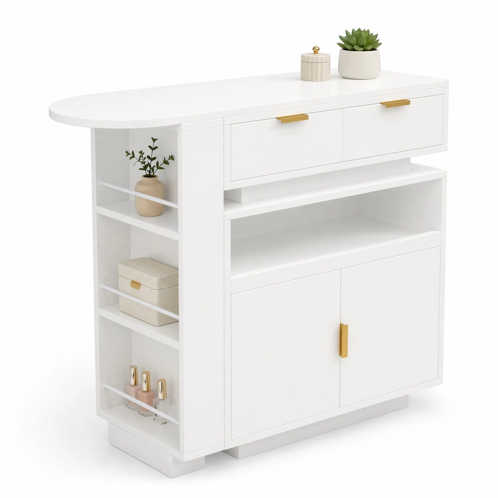 Stehtisch ausziehbar e girevole con LED; 115-183x40x99;5 cm; bianco