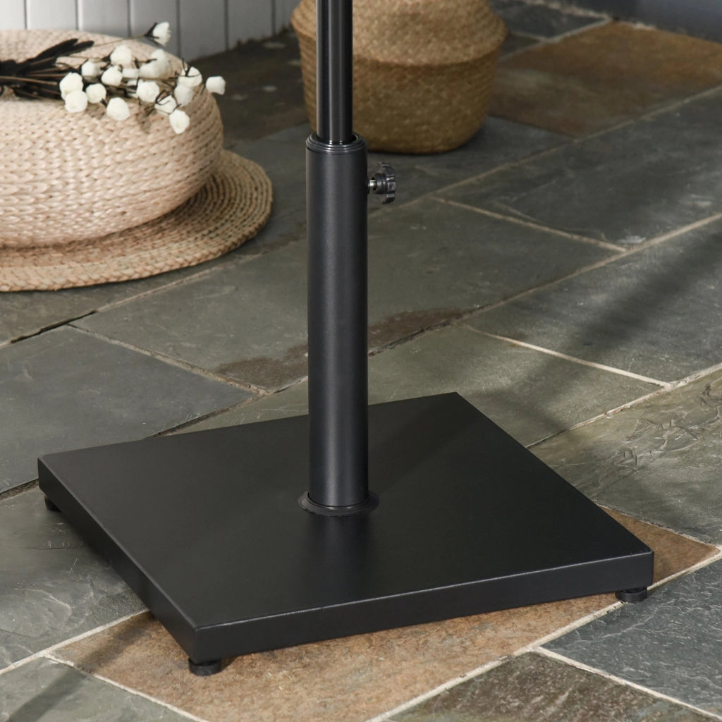 Base per Ombrellone da Giardino Ø45 cm 18 Kg in Plastica Effetto Rattan Nero