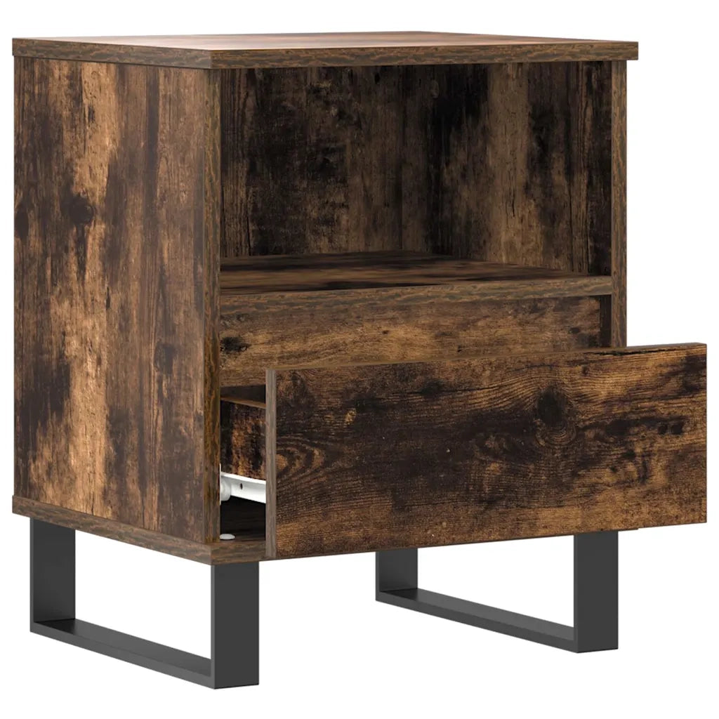 Comodino Rovere Fumo 40x35x50 cm in Legno Multistrato 830646