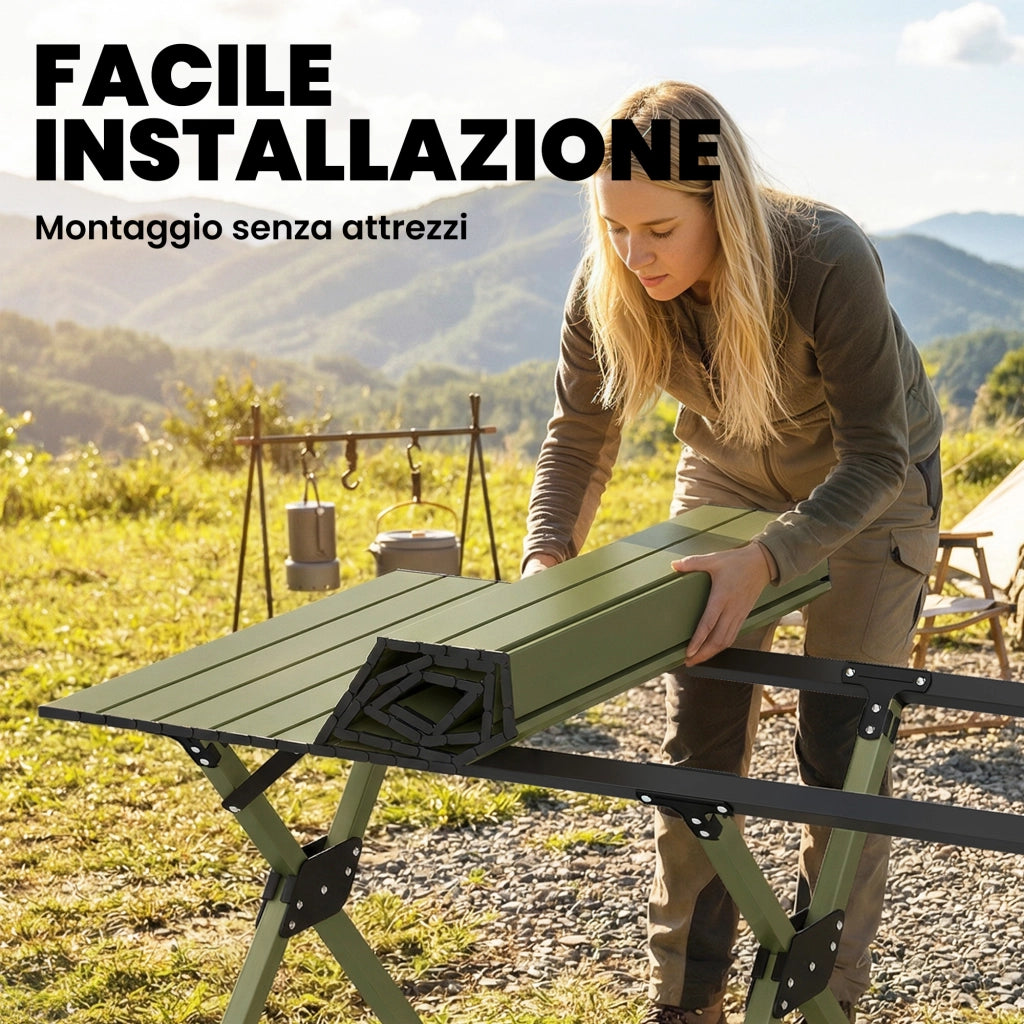 Tavolo pieghevole da giardino ¨C zephmum ¨C verde, metallo, 116 cm