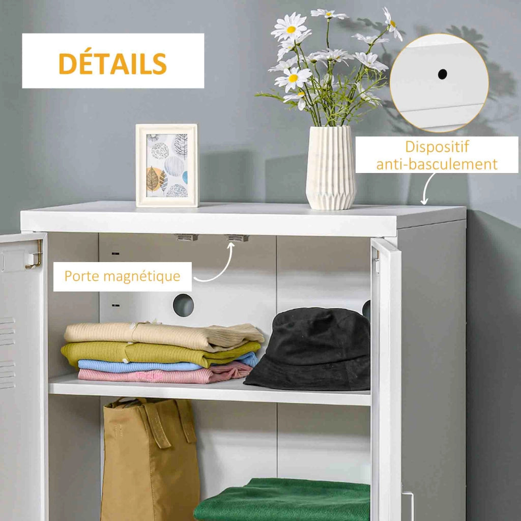 Armadio per ufficio 3 ripiani scorrevoli ¨C zephmum ¨C bianco 75x33x110 cm