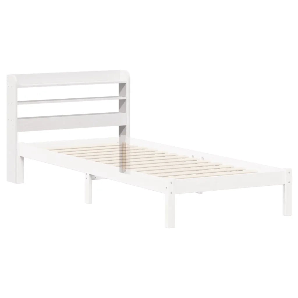 Testiera con Ripiani Bianca 100 cm in Legno Massello di Pino