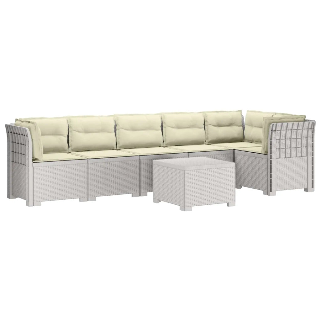Divano da Giardino 6 Posti con Cuscini Aspetto Rattan PP Bianco 3444130