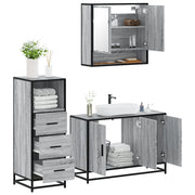 Set Mobili da Bagno 3 pz Grigio Sonoma in Legno Multistrato 3301043
