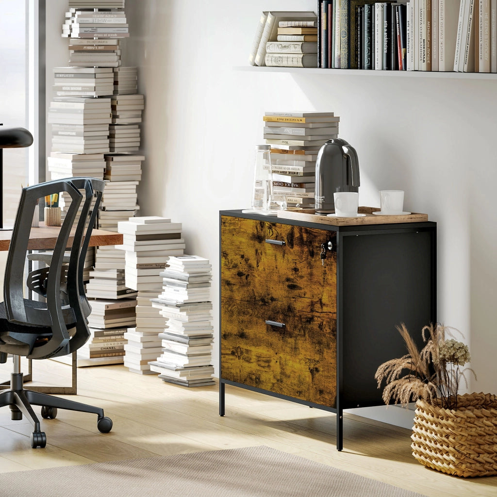 Scrivania con cassetti e archivio ¨C zephmum ¨C 80x39x73,5 cm Marrone
