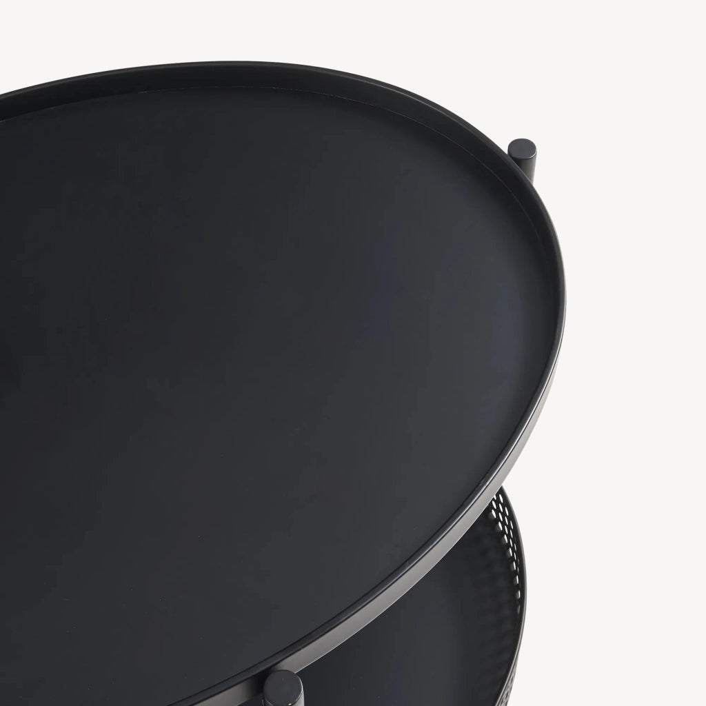 Tavolino da caffè Jäller con Doppio Ripiano e Bordi 66x51x44 cm Nero [en.casa]