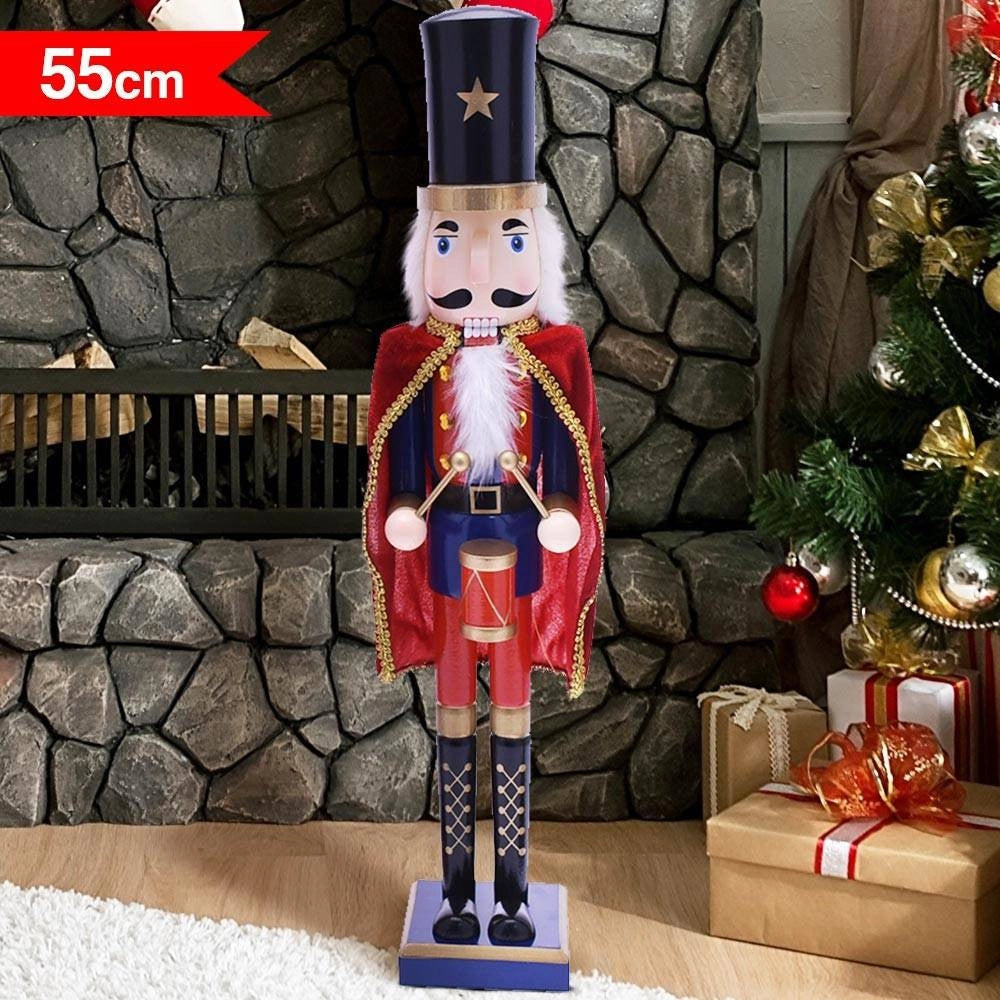 Trade Shop - Soldato Schiaccianoci Di Natale In Legno Altezza 55 Cm Decorazioni Natalizie -