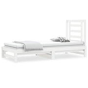 Letto singolo | Letto per adulti | Dormeuse Estraibile Bianca 2x(90x200) cm Legno Massello di Pino