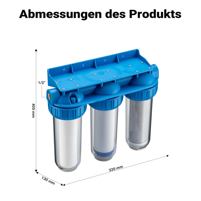 Naturewater NW-BR10B4 Filtro acqua a cartuccia, 3 stadi 20,67 mm 1/2" con cartucce filtranti