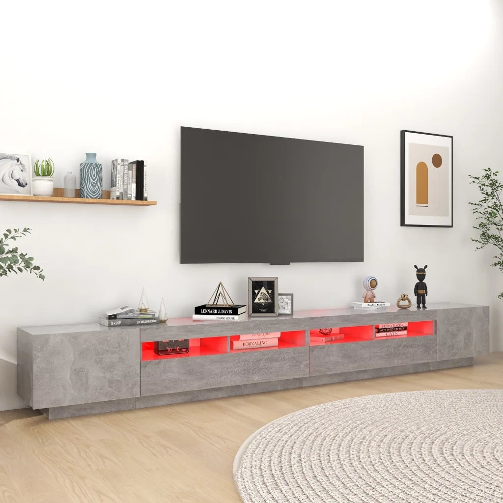 Mobile Porta TV con Luci LED Grigio Cemento 300x35x40 cm 3081928