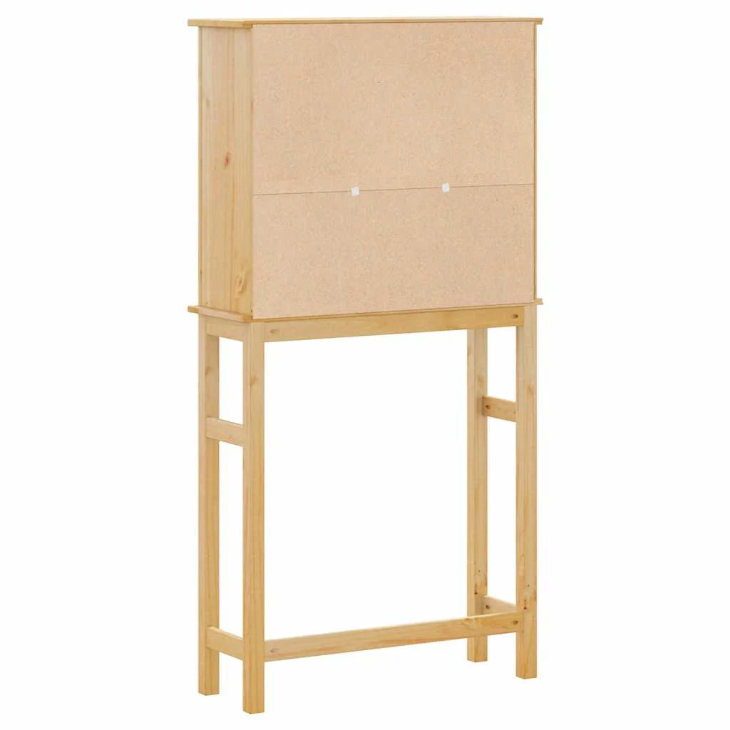 Mobiletto salvaspazio per lavatrice in stile rustico 85 x 29 x 165 cm pino massello finitura miele 02_0057606