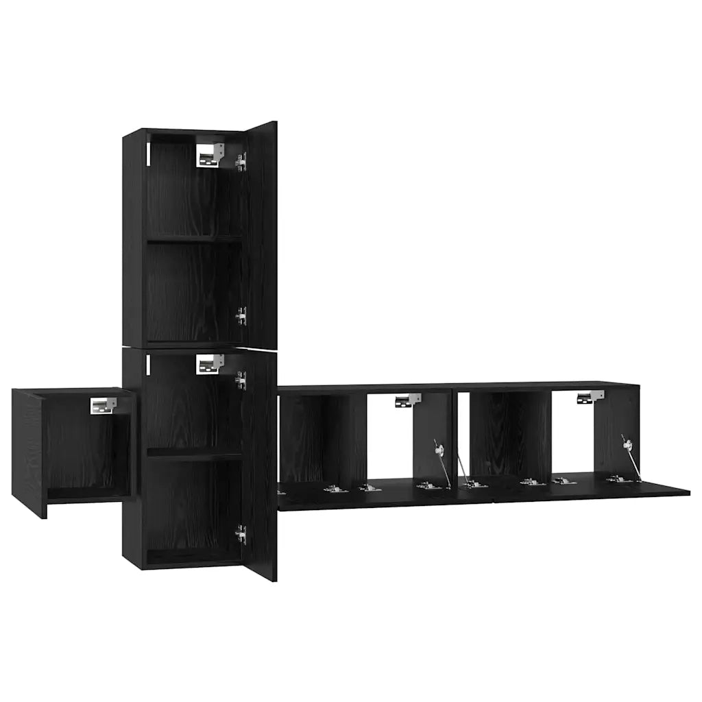 Set mobile TV 5 pcs Rovere Nero Legno multistrato 3393481