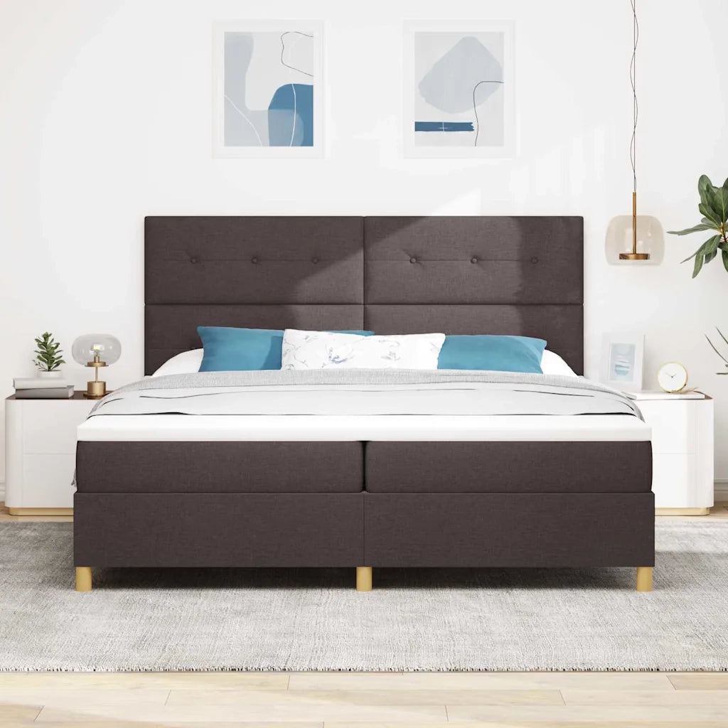 Letto a molle con testiera Marrone Scuro 200 x 200 cm Tessuto 3339647