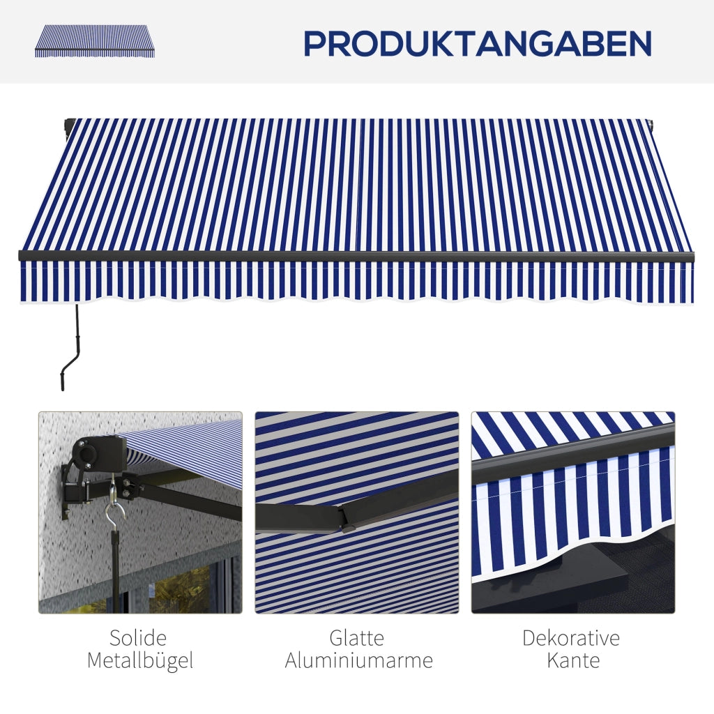 Tenda da sole per terrazzo ¨C Minimal ¨C blu e bianco 247x295 cm