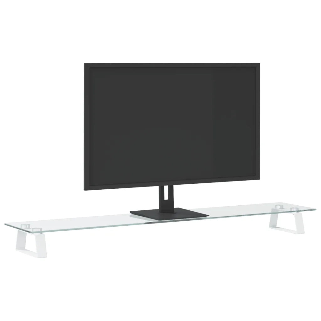 Supporto per Monitor Bianco 100x20x8cm Vetro Temperato Metallo 374218
