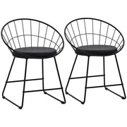 Set di 2 sedie in metallo nero e cuscino nero ALEX