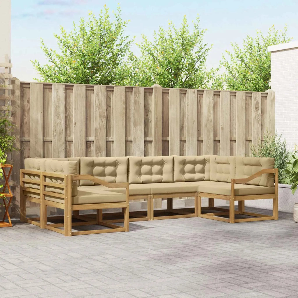 Set di divani da esterno con cuscino 6 pcs Bianco e Beige