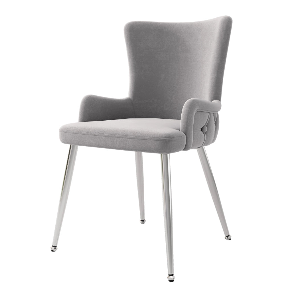 SEDIA da pranzo in velluto grigio e argento Set da 4 pezzi