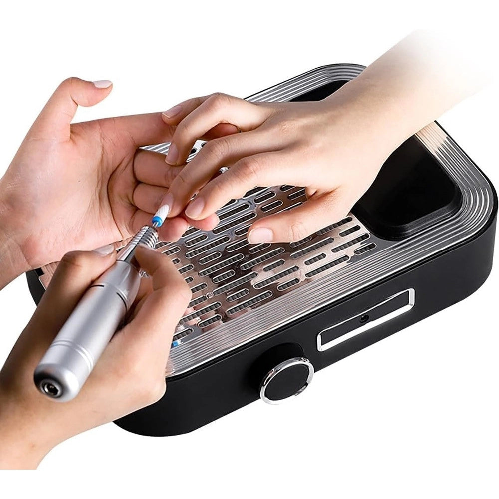Trade Shop - Aspiratore Per Unghie Ricaricabile 80w Per Studio Velocità Vento Regolabile Nero -