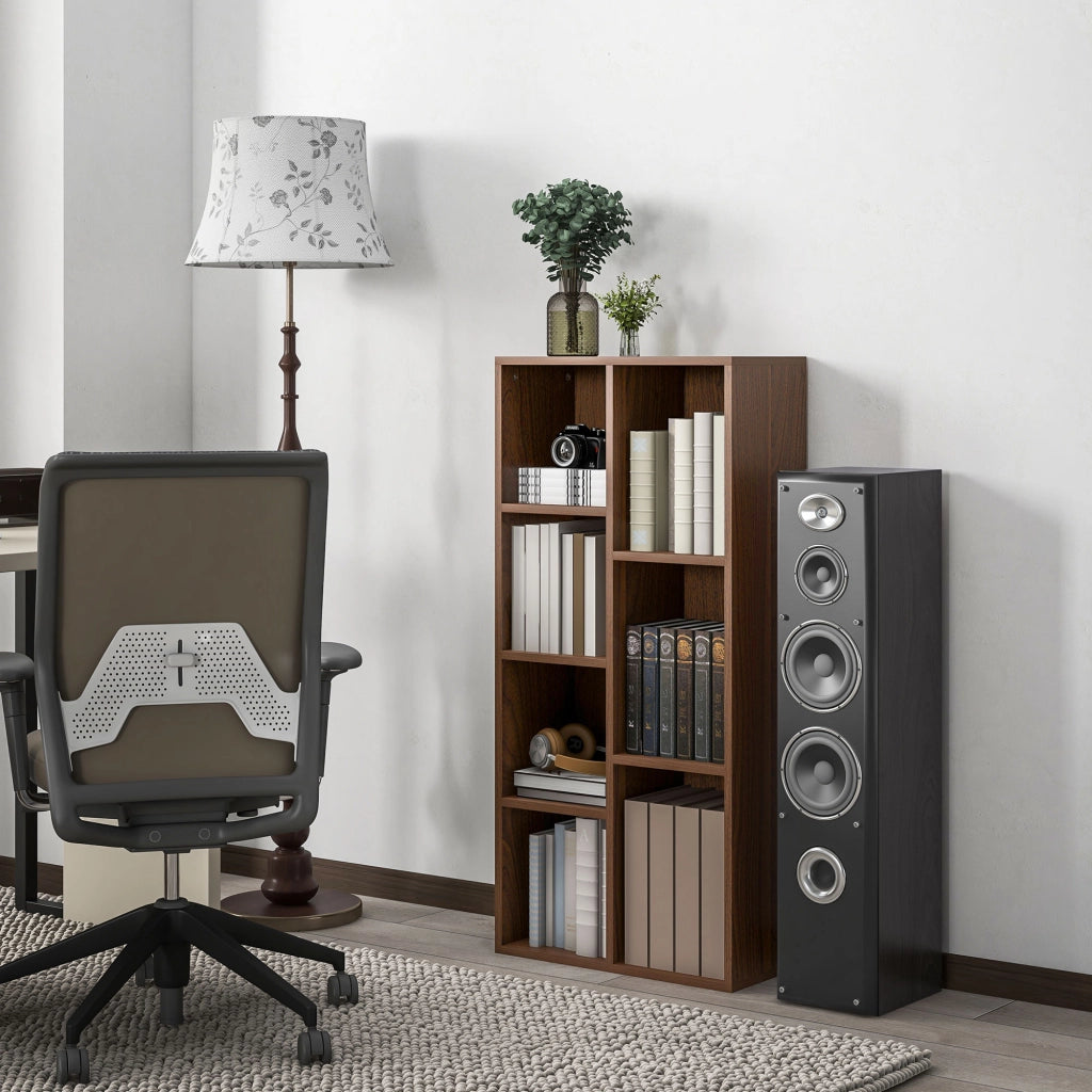 Mobile Libreria a Cubi in Legno con 7 Ripiani di Diverse Dimensioni, 50x24x106 cm, color Noce