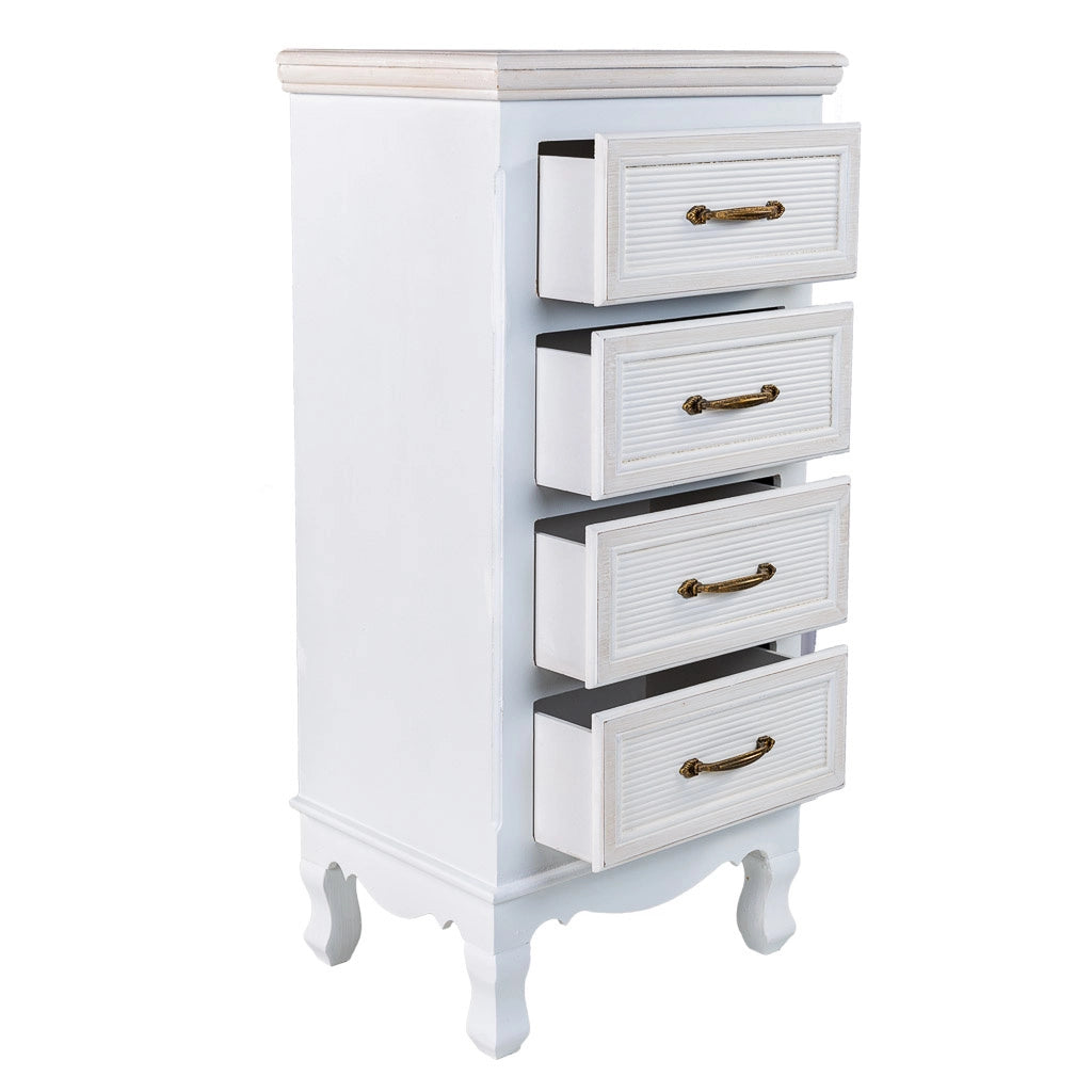 Cassettiera in legno bianco 40x30x82h