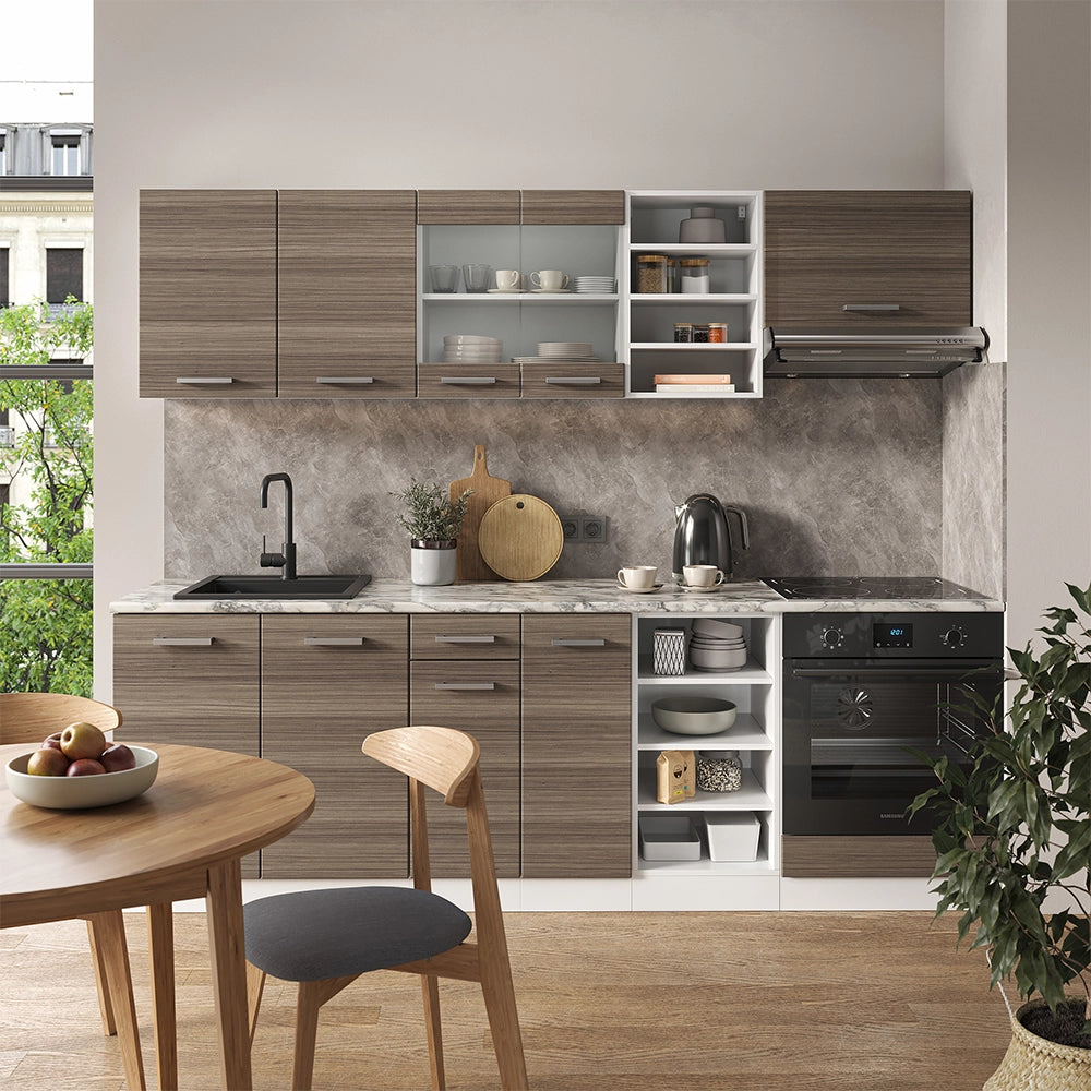 Vicco Cucina componibile Grigio prezioso/bianco 240 cm , PL Rovere