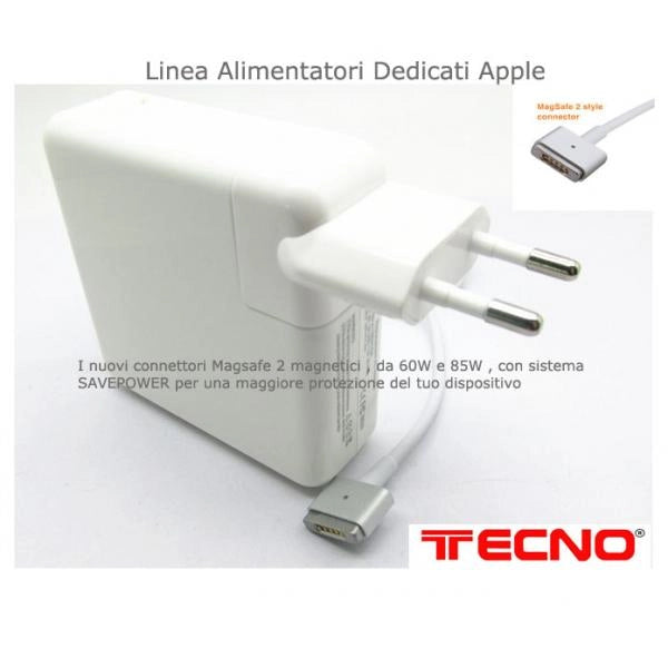 Alimentatore universale MagSafe 2 Power Adapter 60W per Apple MacBook - Input AC 60W - Output 16.5V / 3.65A