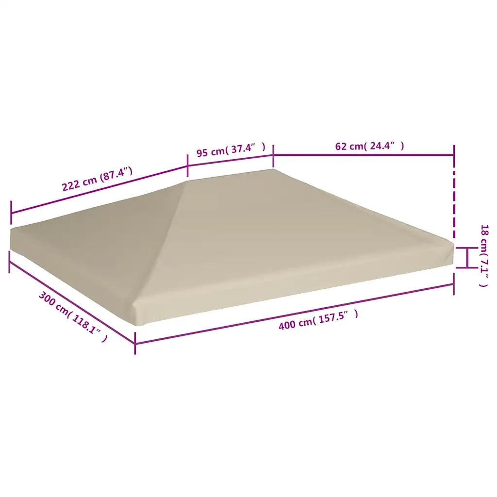 Copertura Superiore per Gazebo 310 g/m² 4x3m Beige 44784