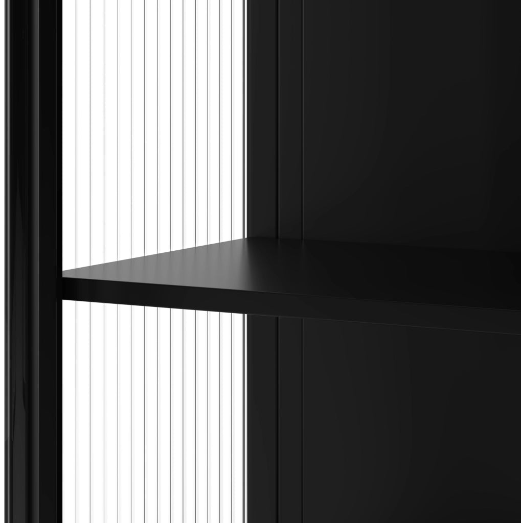 Armadietto a 2 ante in metallo e vetro temperato; 70x23x60 cm; nero