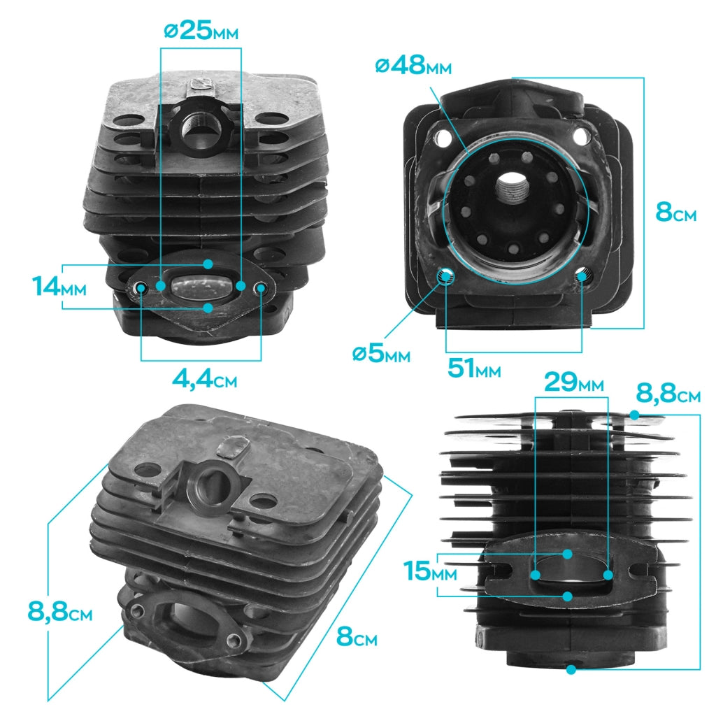 Gruppo Termico Per Motosega 62Cc - Ricambio Cilindro + Pistone Completo Per Motori A 2 Tempi Da 62Cc