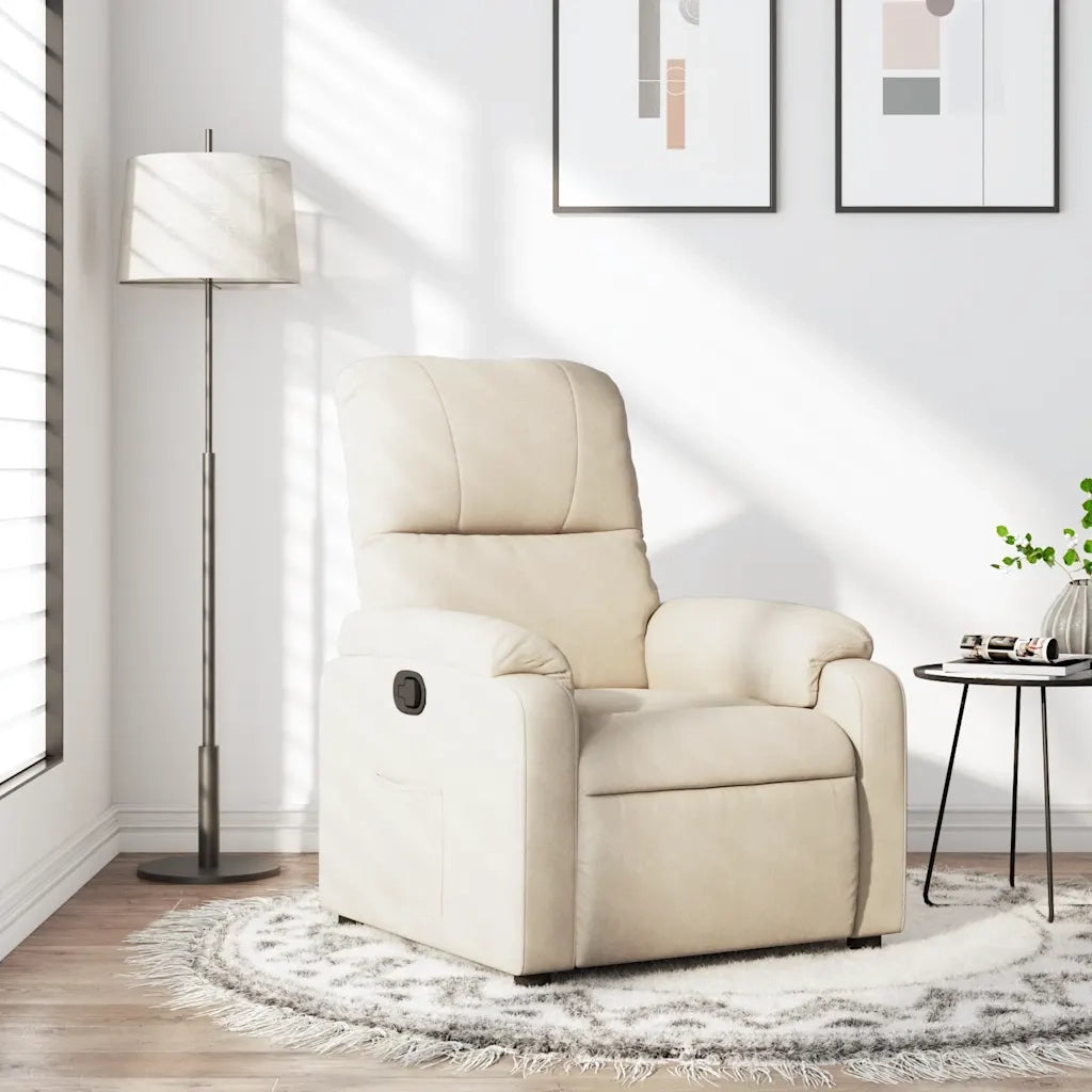 Divano Sedia-Poltrona Reclinabile Beige in Tessuto di Microfibra 275350