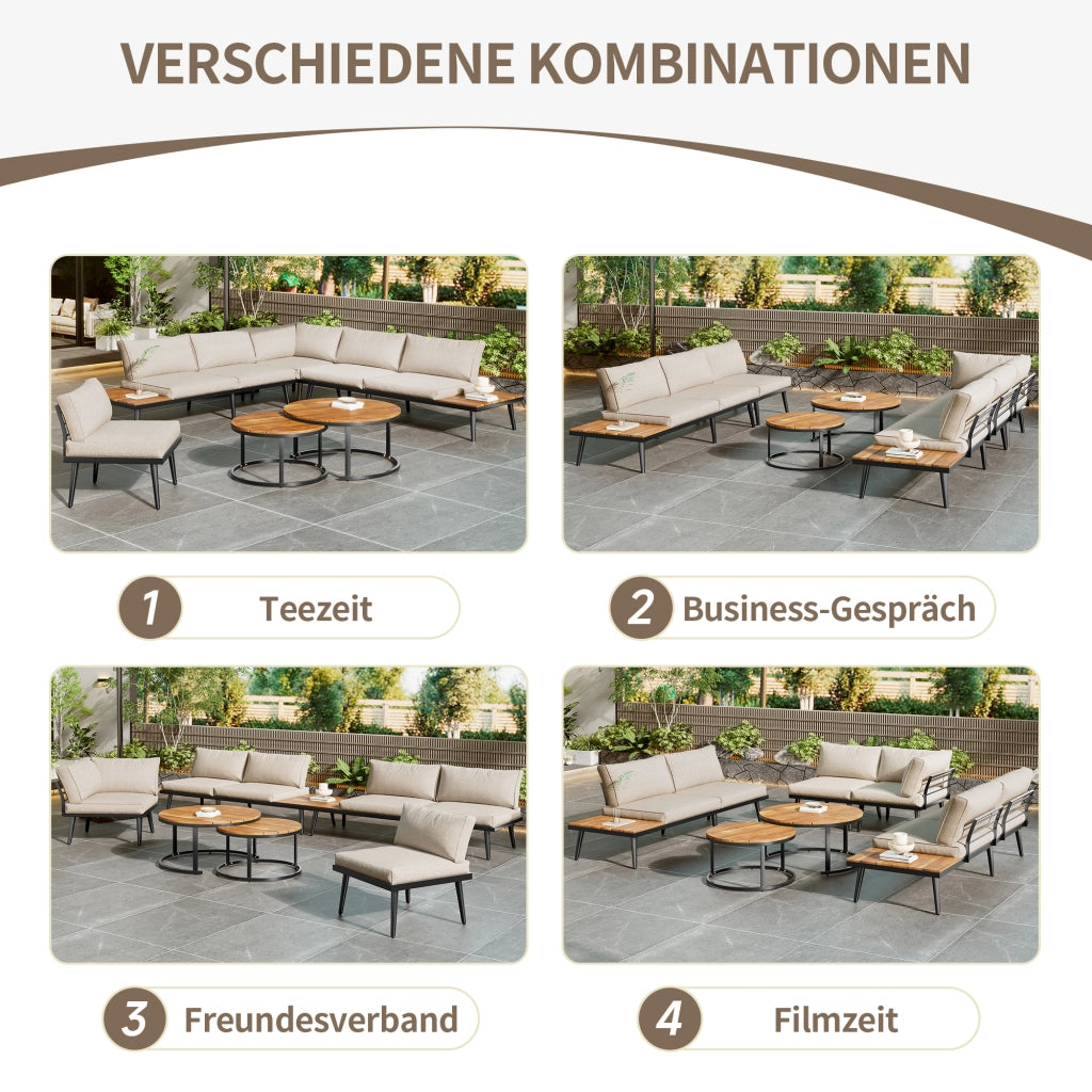 Set sedie sdraio giardino 5-6 persone: set pranzo terrazzo/balcone; 6 pezzi; 2 Divanooi 2 posti + 2 poltrone + 2 tavolini; beige