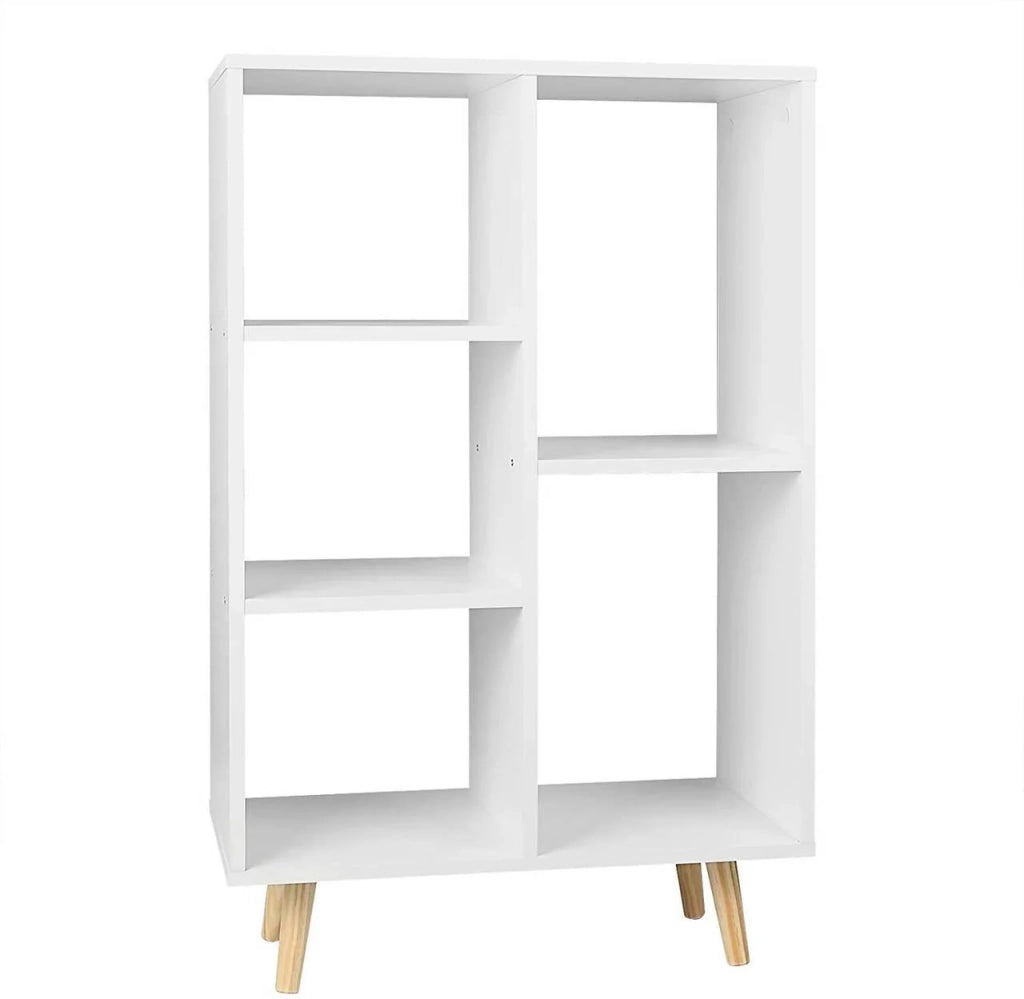 Libreria in MDF e legno con 5 scomparti bianca 19_0000101