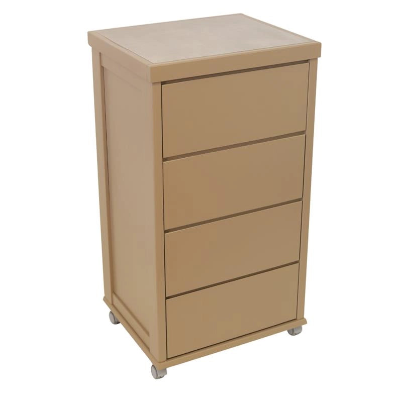 CASSETTIERA PRESTIGE TORTORA IN FAGGIO MASSELLO 4 CASSETTI CON GUIDE METALLICHE TOP IN CERAMICA RUOTE IN PLASTICA GOMMATA PIROETTANTI