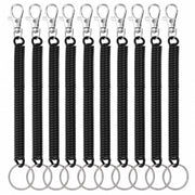 Maniglia per chiavi retrattile - 10 pezzi - Nero - Catena per chiavi con anello di carabina - Chiave a vite - Sostenibile - 17 cm - Cordino per chiavi