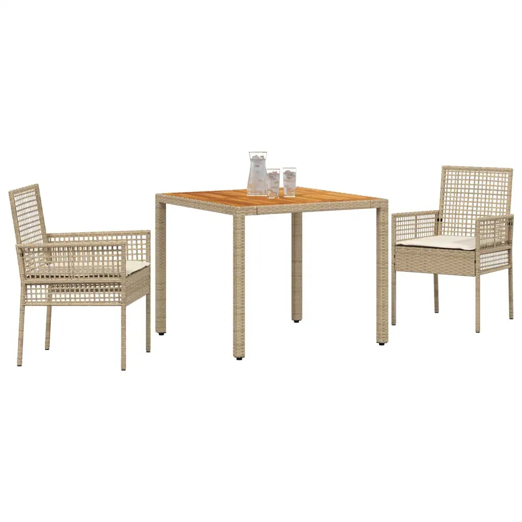 Set da Pranzo per Giardino 3 pcs Beige polyrattan 3334917