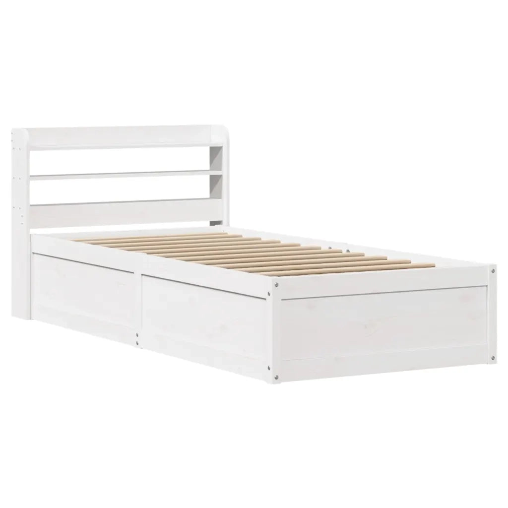 Giroletto con Testiera Bianco 90x200 cm Legno Massello di Pino 3307093