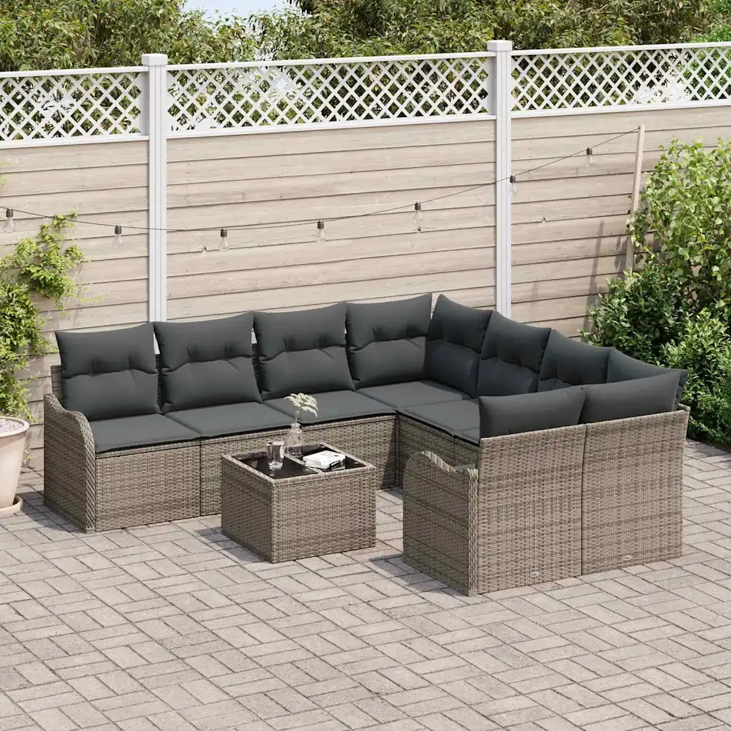 Set Divano da Giardino con cuscino con cuscino 9 pcs Grigio 3354308