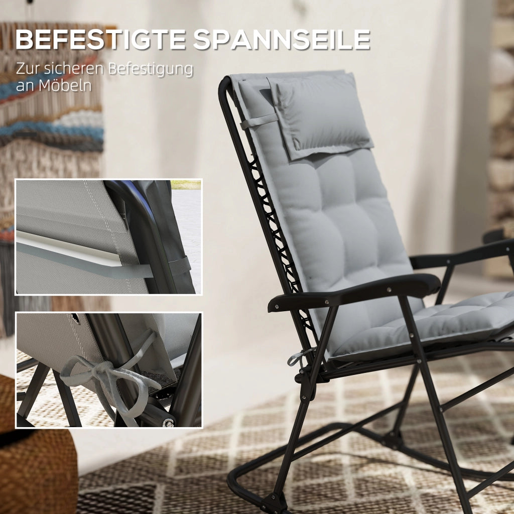 Set di 2 cuscini per sdraio sdraio idropellente cuscino per sdraio da giardino 50x116x5 cm; grigio chiaro
