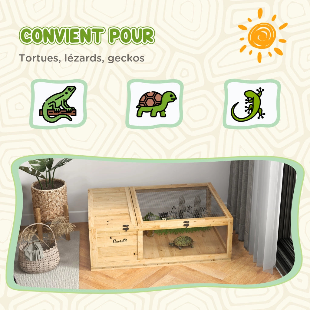Recinto Habitat per Animali Domestici ¨C Minimal ¨C Legno Massello Giallo Chiaro 91x60.5x32 cm