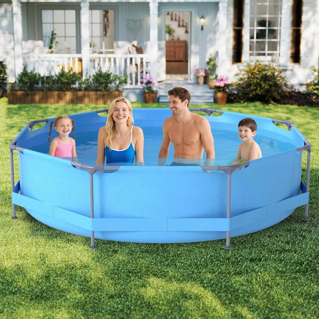 Piscina Fuori Terra, Piscina da Esterno Rotonda Ø360 X 76 CM, 6125L, Struttura in Metallo, PVC Resistente, con Pompa e Filtro, Blu