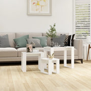 Tavolini impilabili 3 pz bianchi in legno ingegnerizzato 808603