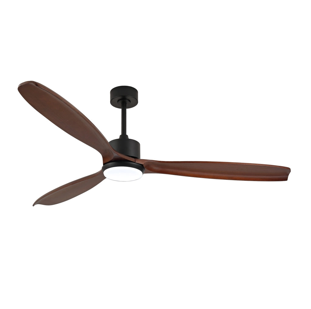 Ventilatore da soffitto 70" a 3 pale in legno massello con LED e telecomando