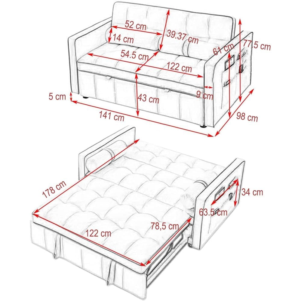 Divano Letto Apribile Reclinabile 3 Posizioni con Rivestimento in Velluto Blu