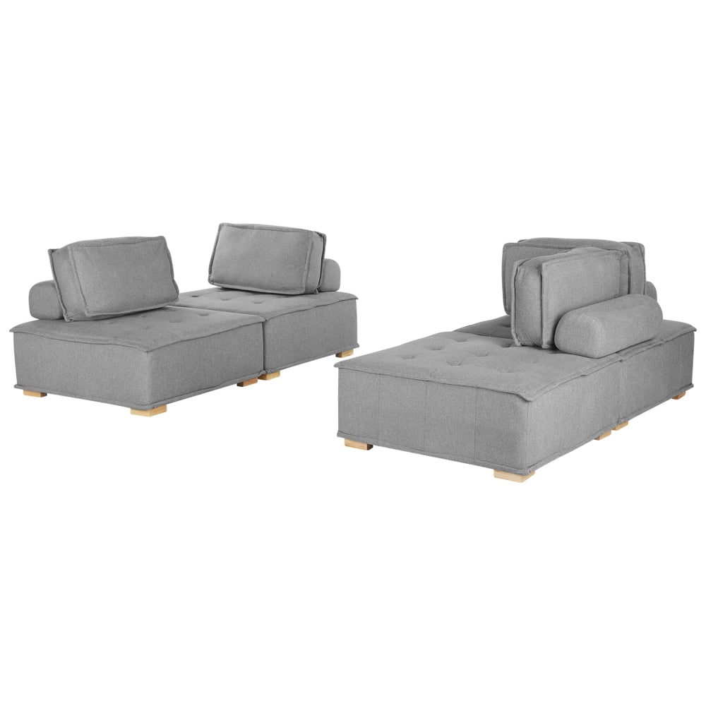 Divano Set Grigio Tessuto Poliestere 300 x 200 cm Imbottito 4 Posti Modulare Scandinavo Moderno